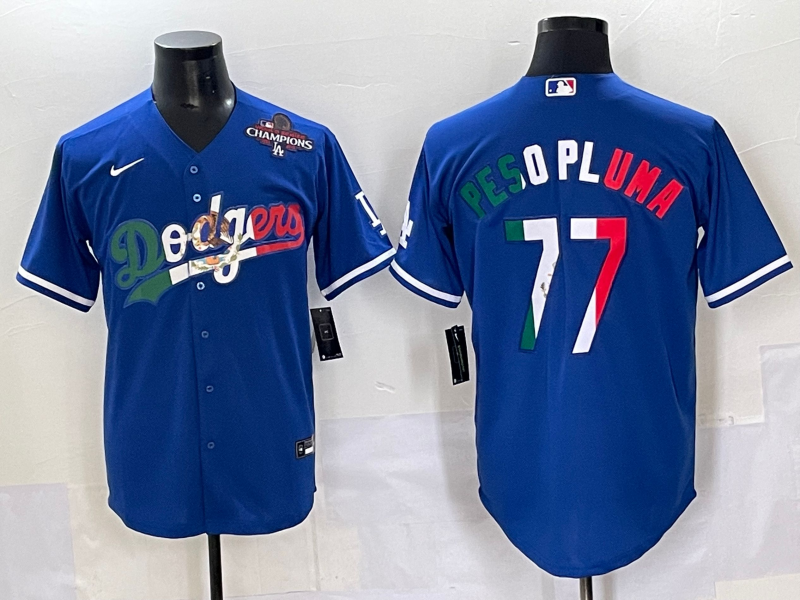 Men 2025 Los Angeles  Dodgers #77 Pesopluma Blue Nike MLB Jersey style 009->pittsburgh pirates->MLB Jersey